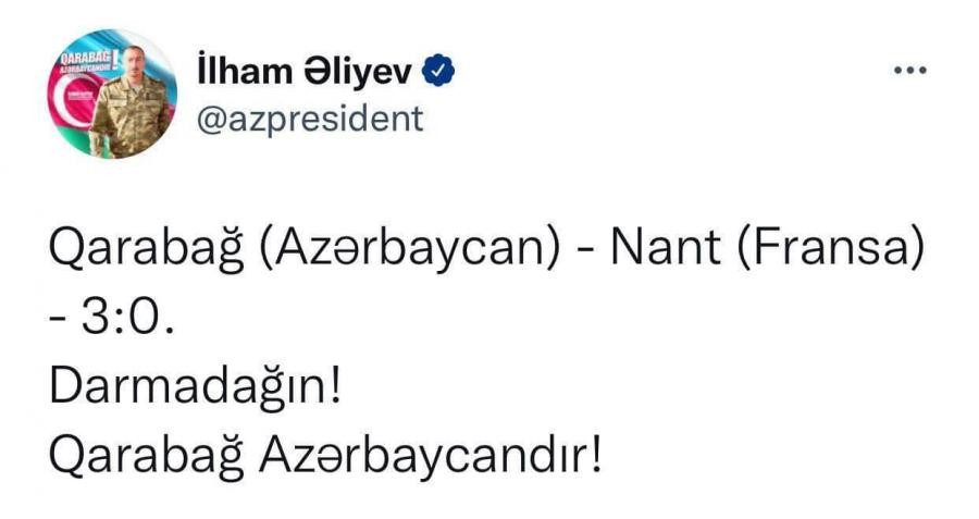 Prezident İlham Əliyev "Qarabağ"la bağlı paylaşım edib