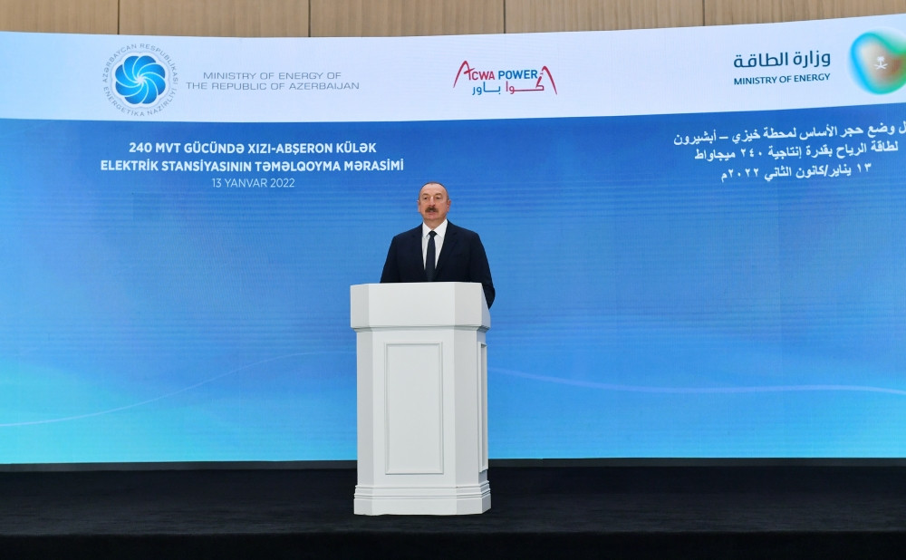 President Ilham Aliyev attends groundbreaking ceremony for “Khizi-Absheron” Wind Power Plant