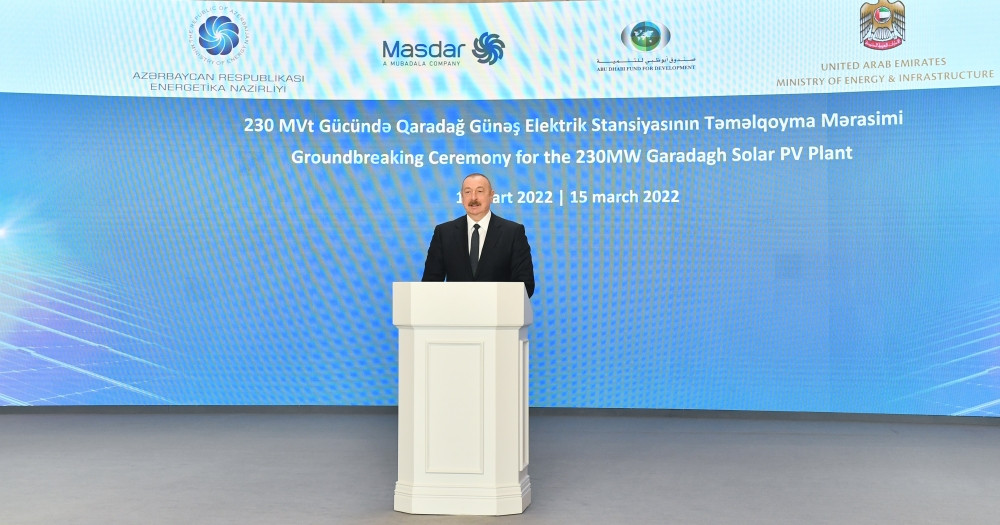 Azerbaijani President attends groundbreaking ceremony for Garadagh Solar Power Plant