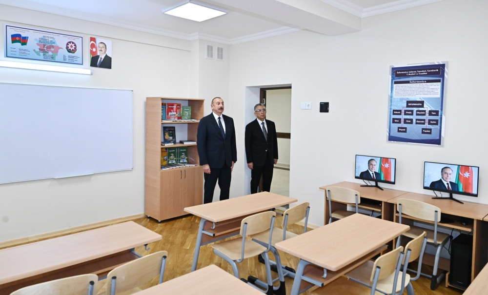 President Ilham Aliyev viewed conditions created at secondary school No35, a new block of which was built in Nasimi district, Baku