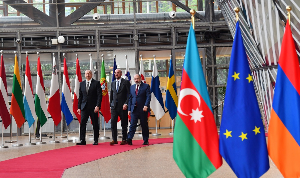 President Ilham Aliyev has meeting with President of European Council and Prime Minister of Armenia in Brussels