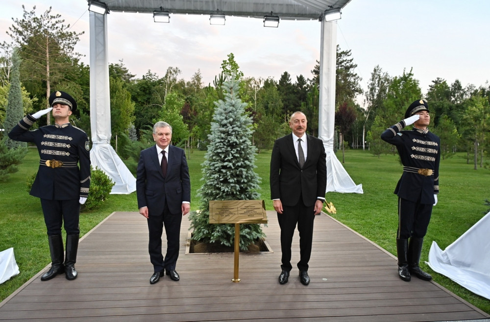 Azerbaijani, Uzbek presidents planted tree on Alley of Honored Guests