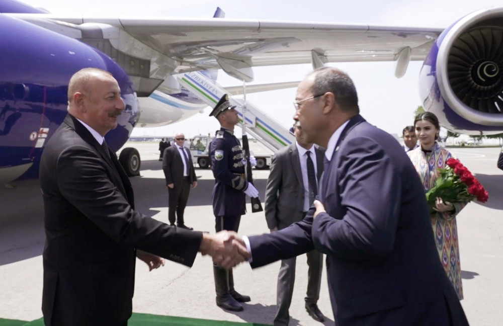 President Ilham Aliyev arrived in Uzbekistan for state visit