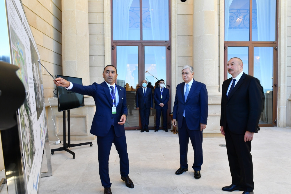 Azerbaijani, Kazakh presidents viewed project of Center for the Development of Creativity named after Kurmangazy, which will be built for children in Fuzuli