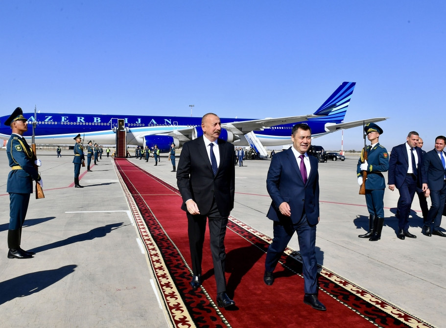 President Ilham Aliyev arrived in Kyrgyzstan for state visit