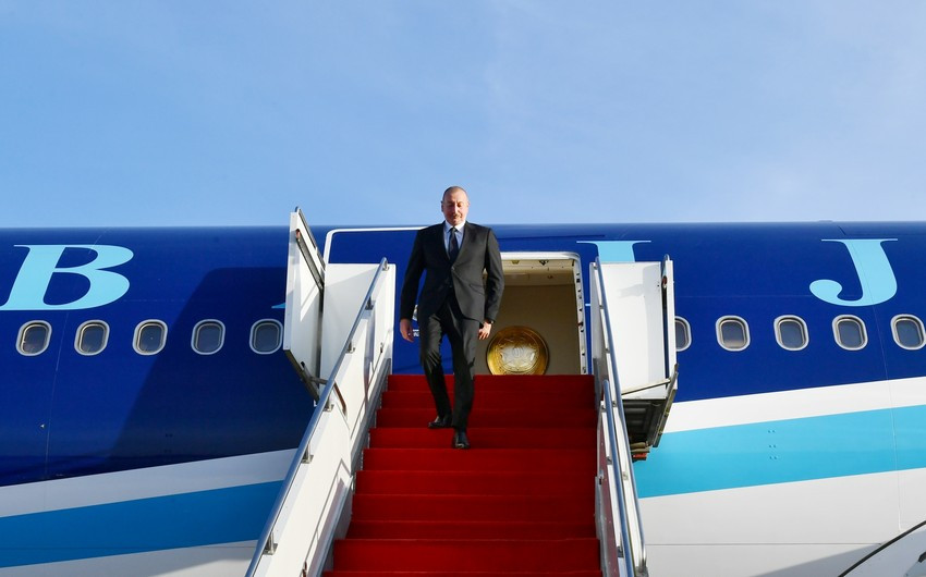 President Ilham Aliyev arrived in Kazakhstan for working visit