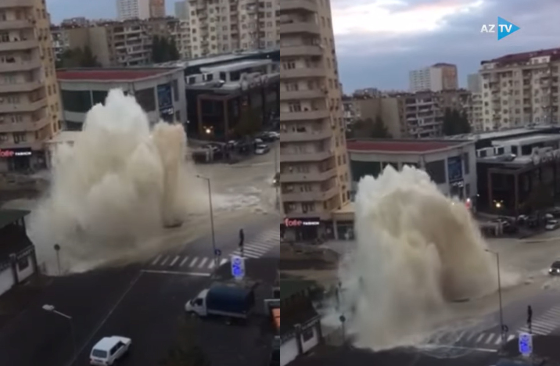 В Баку началась откачка воды с места прорыва водопровода