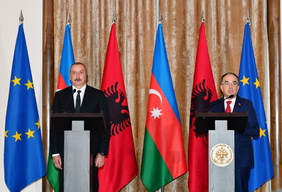 Azerbaijani, Albanian presidents made press statements