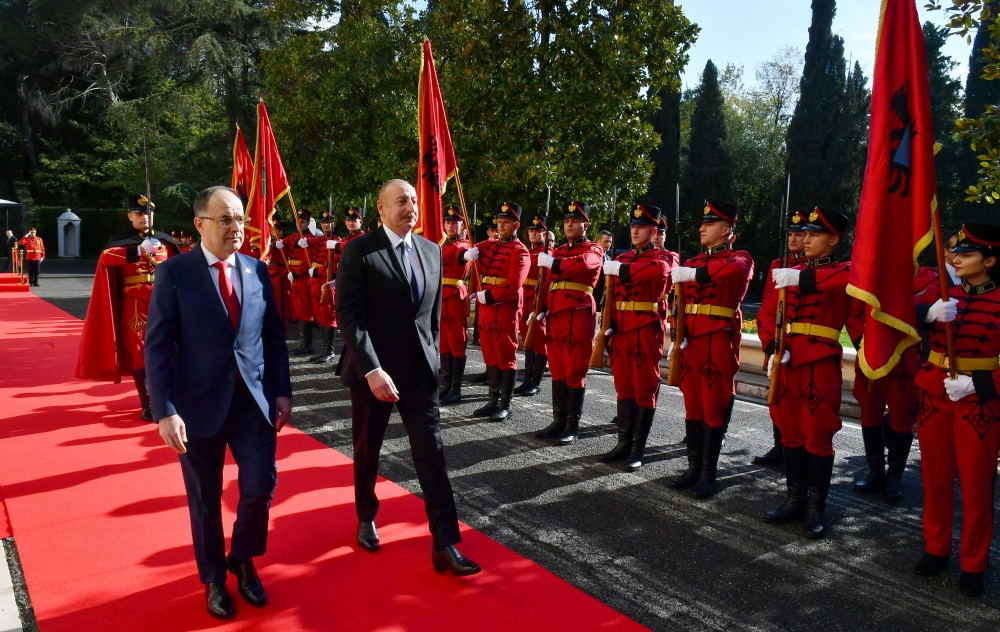 President Ilham Aliyev officially welcomed in Tirana