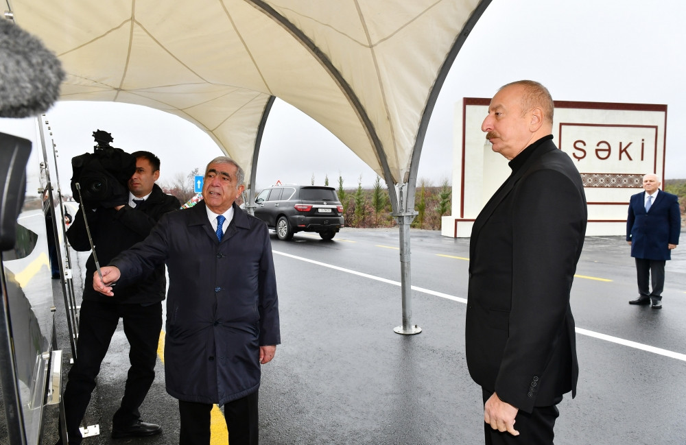 President Ilham Aliyev attended inauguration of Oghuz-Shaki highway after reconstruction