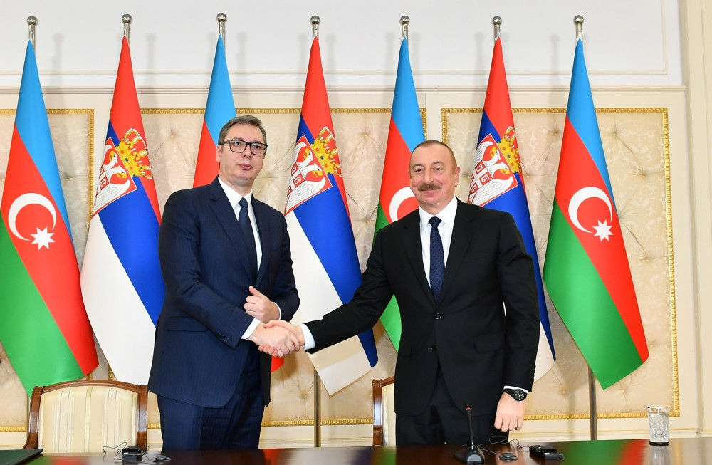 Presidents of Azerbaijan and Serbia made press statements