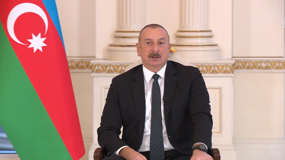 President Ilham Aliyev was interviewed by local TV channels