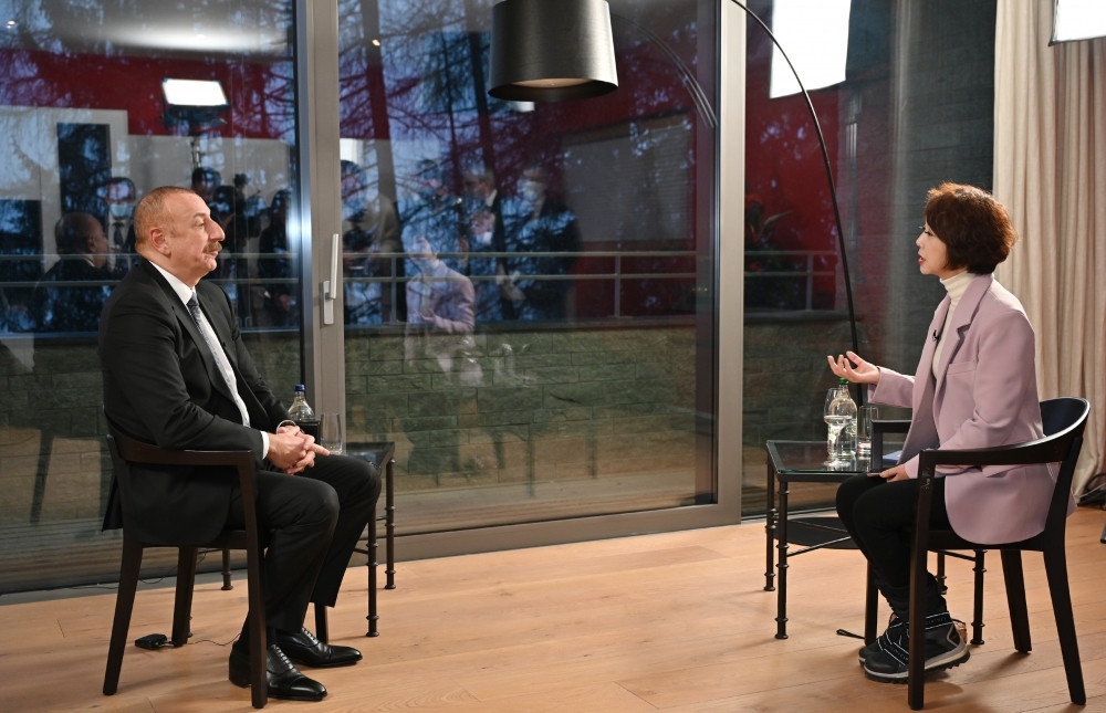 President Ilham Aliyev was interviewed by China's CGTN TV channel in Davos
