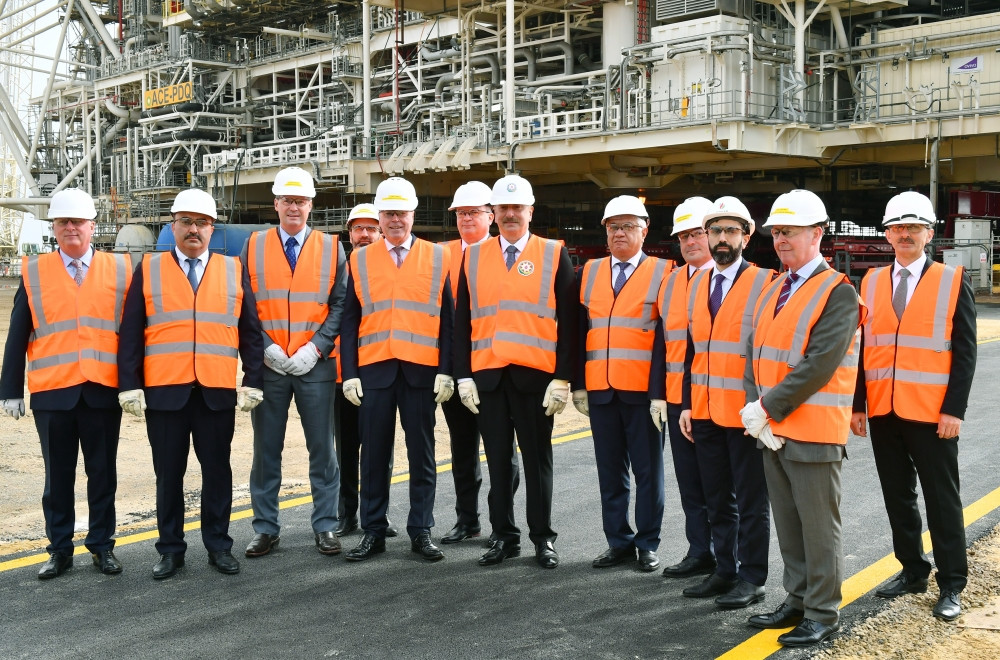 President Ilham Aliyev attended sail-away ceremony for Azeri-Central-East platform topsides