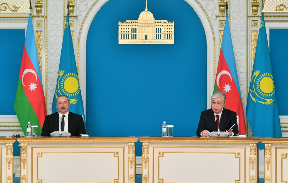 Presidents of Azerbaijan and Kazakhstan made press statements
