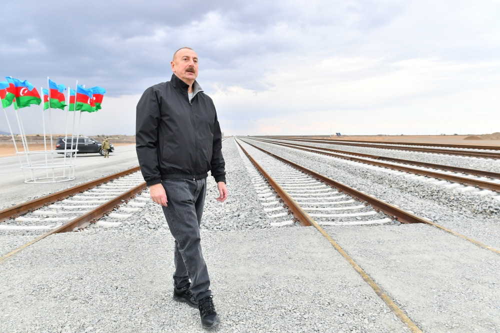 President Ilham Aliyev viewed construction progress of Barda-Aghdam railway line