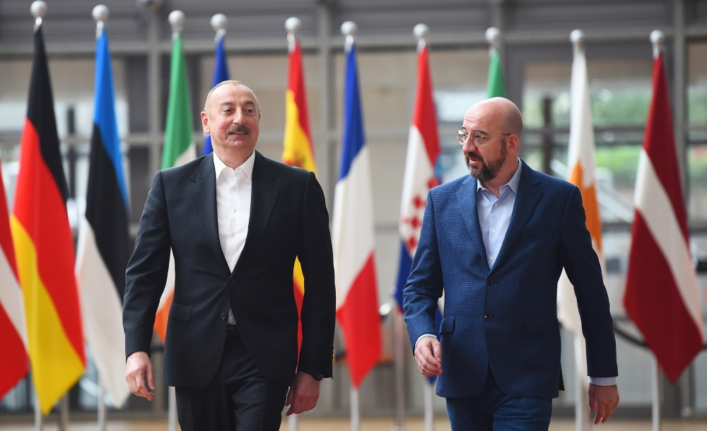 President Ilham Aliyev's meeting with President of European Council Charles Michel starts in Brussels