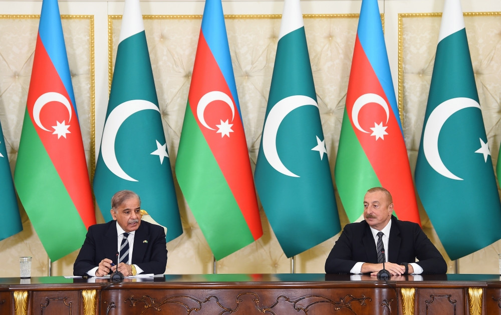 President Ilham Aliyev and Prime Minister Muhammad Shehbaz Sharif made press statements