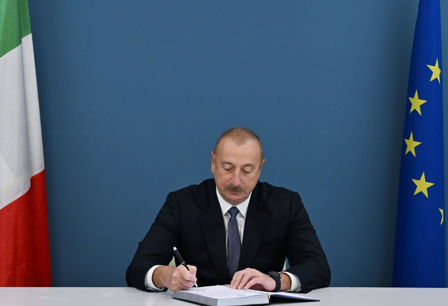 President Ilham Aliyev visited Embassy of Italy in Azerbaijan, offered condolences over the death of Silvio Berlusconi