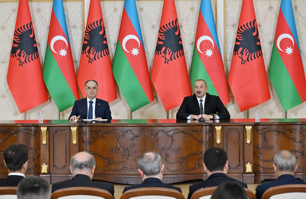 Presidents of Azerbaijan and Albania made press statements