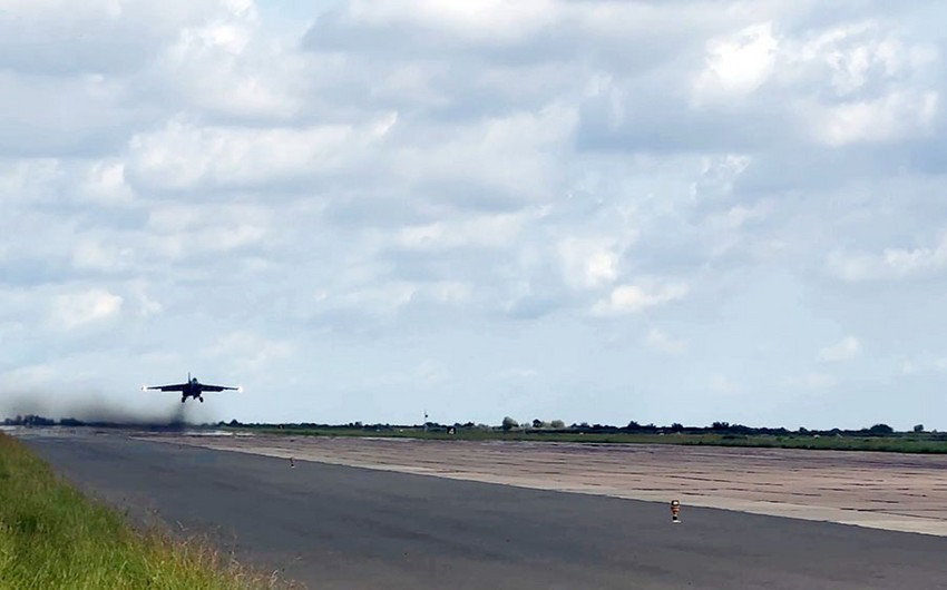 Azerbaijan Air Force aircraft conduct training flights