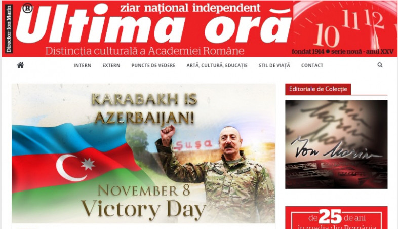 Rumıniya qəzeti Azərbaycanın Zəfər Günü ilə əlaqədar məqalə yayıb