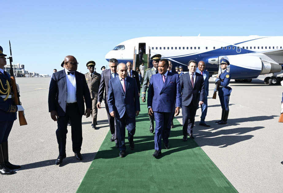 Congolese President Denis Sassou Nguesso arrives in Azerbaijan for official visit