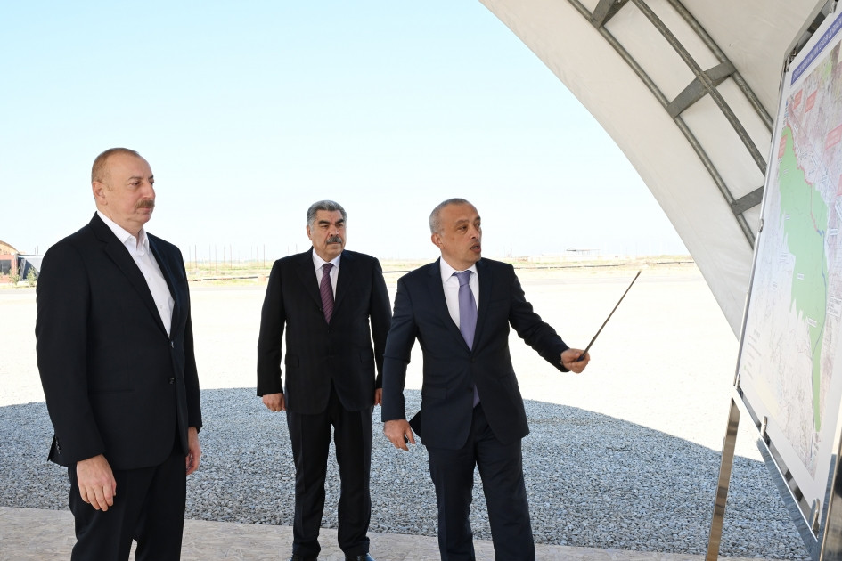 President Ilham Aliyev laid foundation stone for Shirvan irrigation canal in Hajigabul district