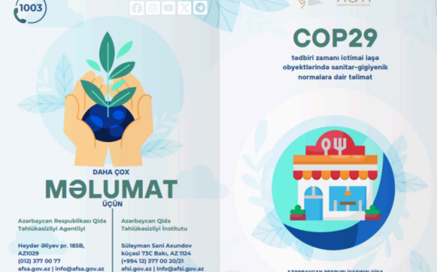 COP29 zamanı restoranlar qarşısında qoyulan tələblər açıqlanıb