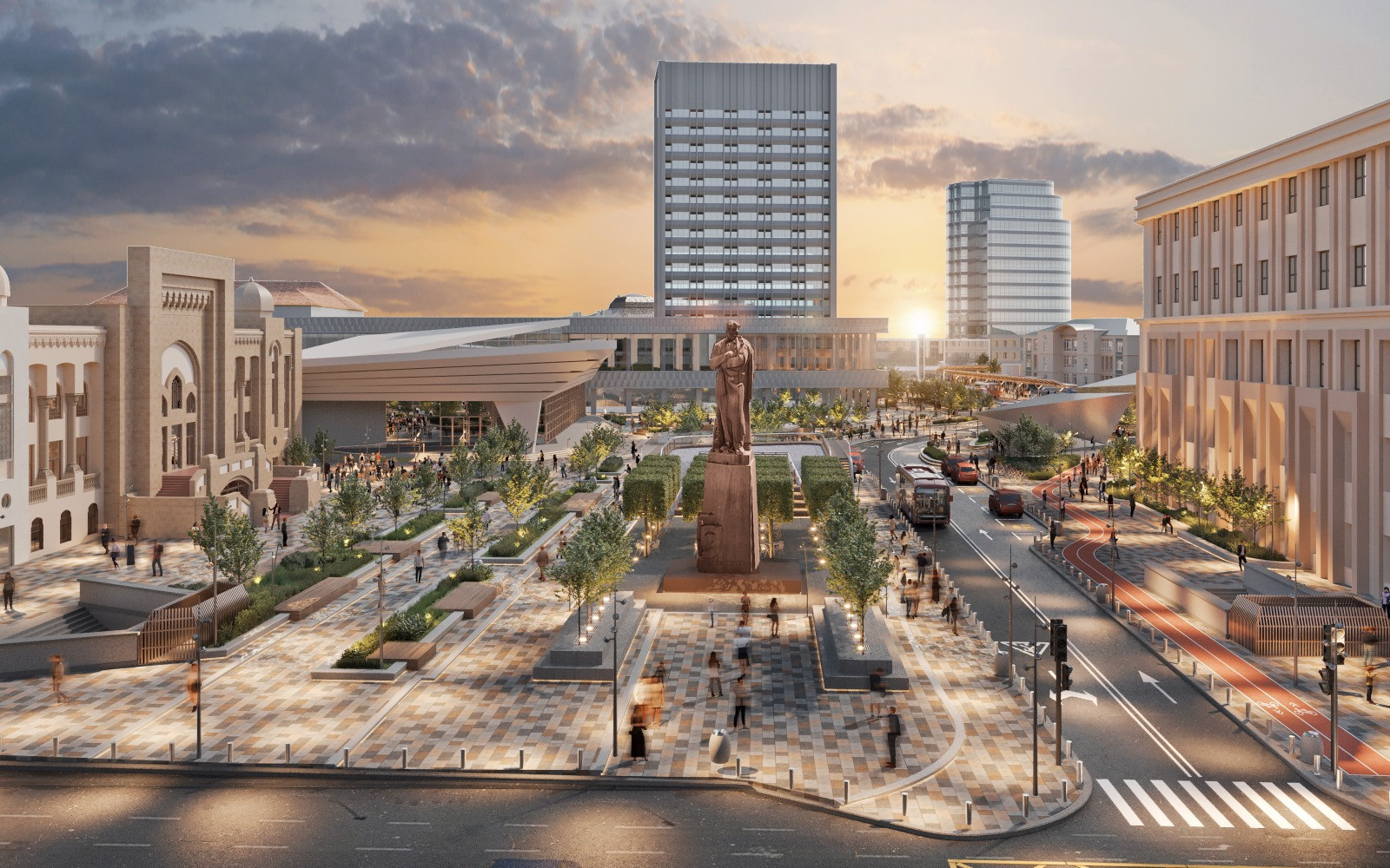 В Баку проводятся ремонтные работы на площади перед станцией "28 Мая" и ж/д вокзалом