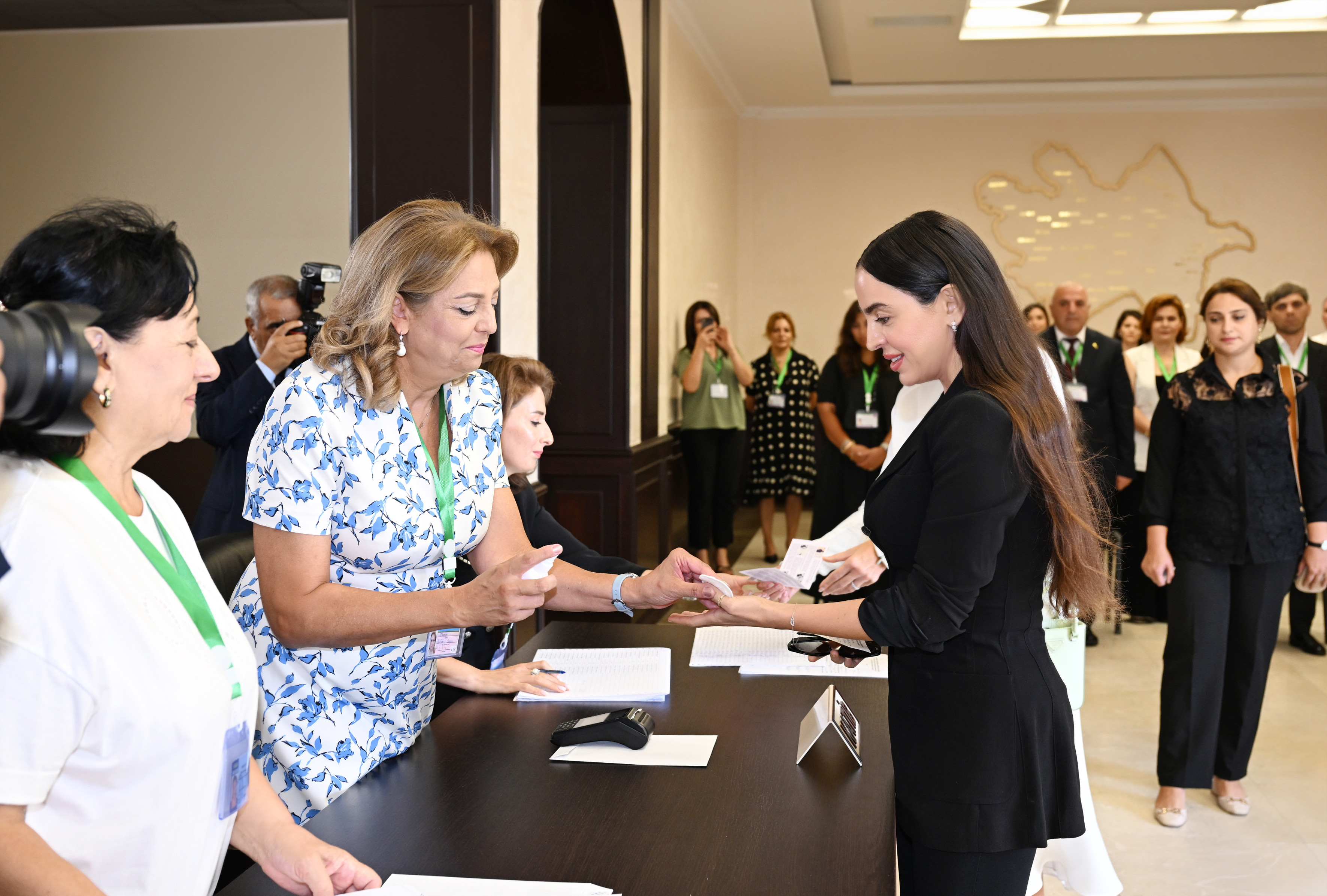 President Ilham Aliyev, First Lady Mehriban Aliyeva, and their daughter Leyla Aliyeva voted in snap parliamentary elections