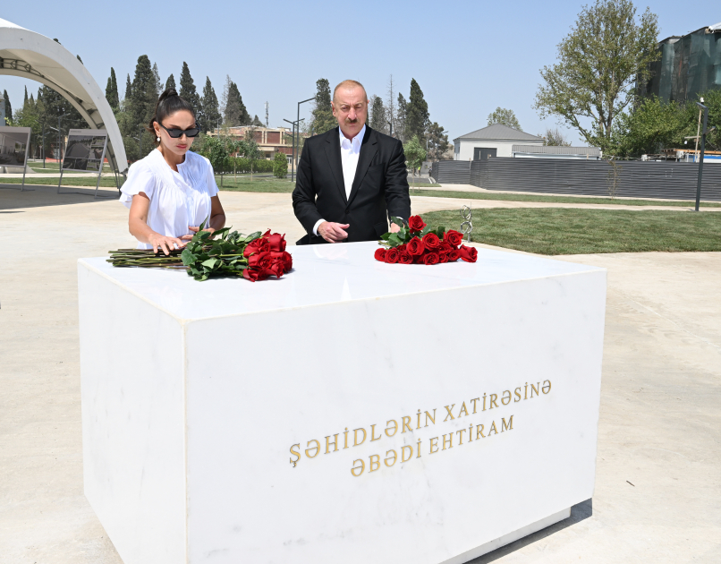 Prezident İlham Əliyev və birinci xanım Gəncə şəhər stadionu və Gәncә Memorial Kompleksində görülən işlərlə tanış olublar
