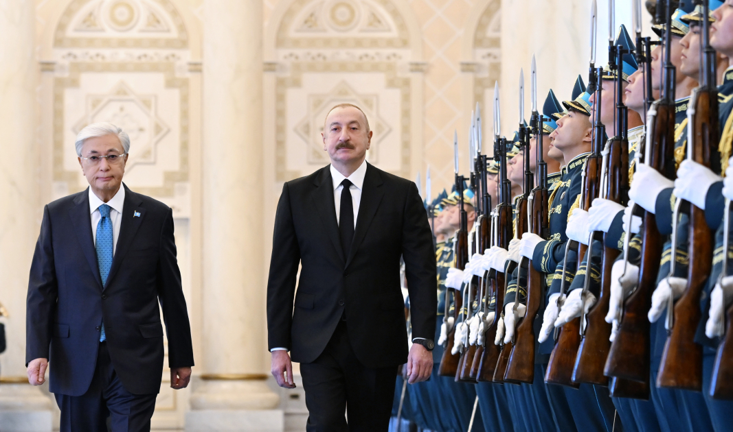 Azərbaycan Prezidenti İlham Əliyevin Astanada rəsmi qarşılanma mərasimi olub