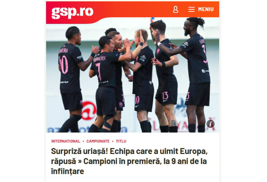 Rumıniya nəşri Azərbaycan futbolundan yazıb