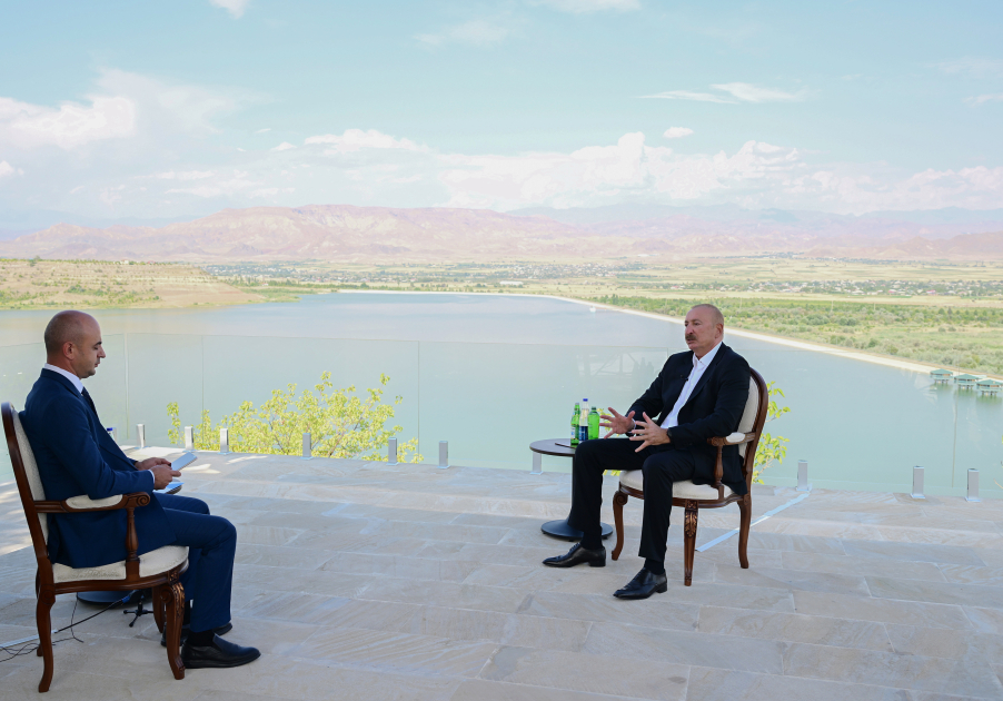 President Ilham Aliyev was interviewed by Azerbaijan Television in Nakhchivan