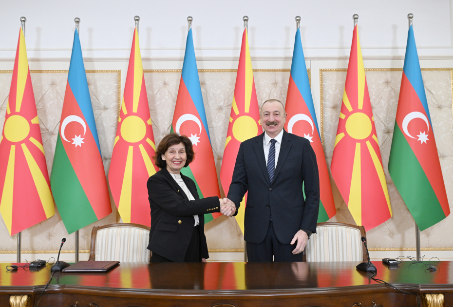 Presidents of Azerbaijan and North Macedonia made press statements